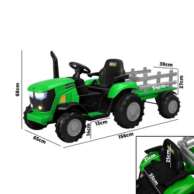 ROC-TRACTOR-XL-GN Mazam Kids Ride On Tractor Toy W/ Trailer Remote Battery Electric Operated Car