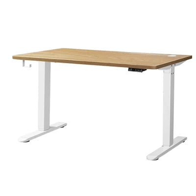 SD-LEG-M1-WH+DB-15-OAK Oikiture Electric Standing Desk Motorised Height Adjustable Sit Stand Table