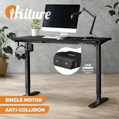 SD-LEG-S1-BK+DB-12-BK Oikiture Electric Standing Desk Single Motor 120/140/150cm