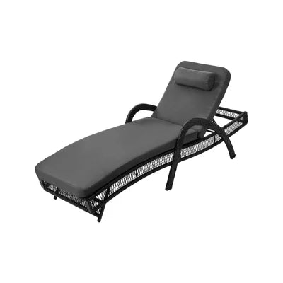 SL-FURA-GY Livsip Sun Lounge Wicker Lounger Day Bed Outdoor Patio Furniture Grey