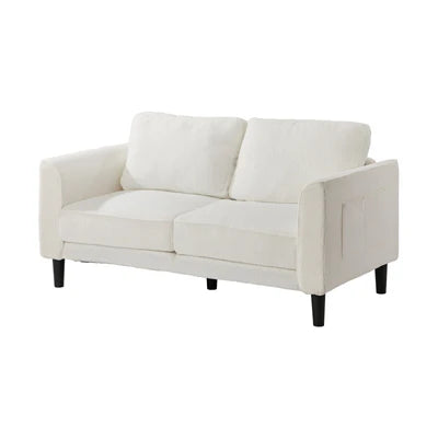 SOF-CHICA-2S-WH-AB Oikiture 2 Seater Sofa 150cm Boucle Love Seat Small Couch Chair Storage White