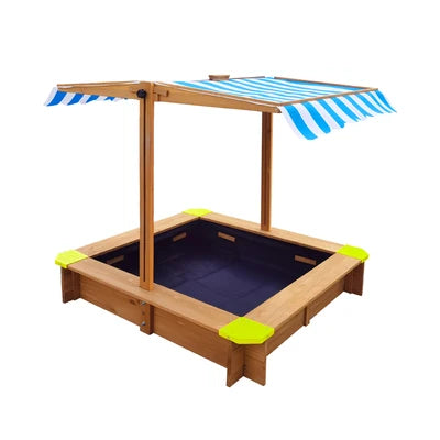 SPIT-CANOPY-WHBL Mazam Kids Sandpit Outdoor Toys Wooden Sandbox Beach Play Box Children Canopy
