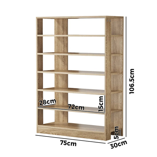SS-BD-6S-WD Oikiture Shoe Rack 7 Tiers Shelf Storage Cabinet Organiser 42 Pairs Natural