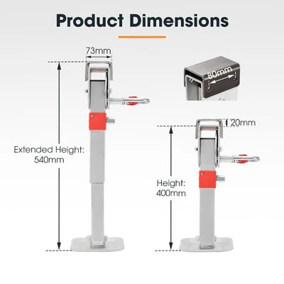 VPCL001A*2 2x400mm Drop Down Corner Legs W/Handle Steel Base 1200LBS Caravan Stabilizer Leg