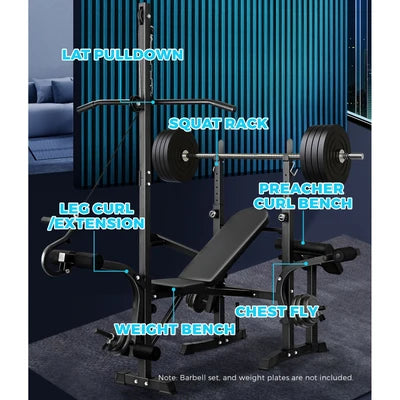 WB-A9-BK-AB Finex Bench Press Weight Bench Multi-Station Fitness Gym Pulldown Equipment
