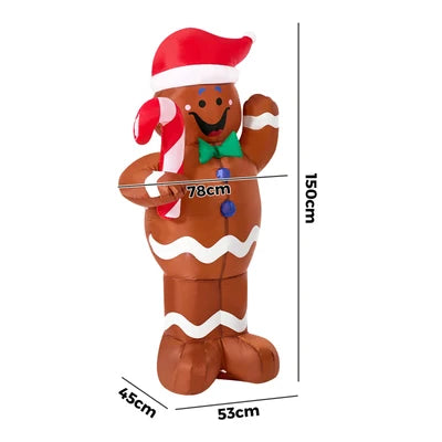 XMAS-INF-GINER-150 Tinseltown 1.5M Christmas Inflatable Gingerbread Man LED Light Party Decor