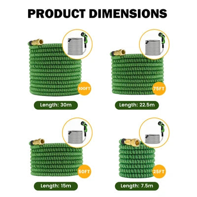 ZU-GW100FT-GN ZUNI Flexible Garden Water Hose 10 Function Spray Nozzle 100ft Silver