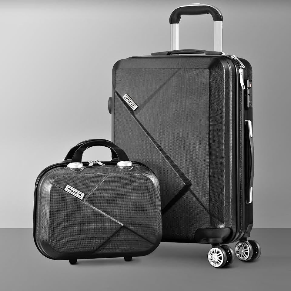 LGS-A2-2PCS-BK 2Pcs Luggage Suitcase Trolley Set Travel Tsa Lock Storage Hard Case Black