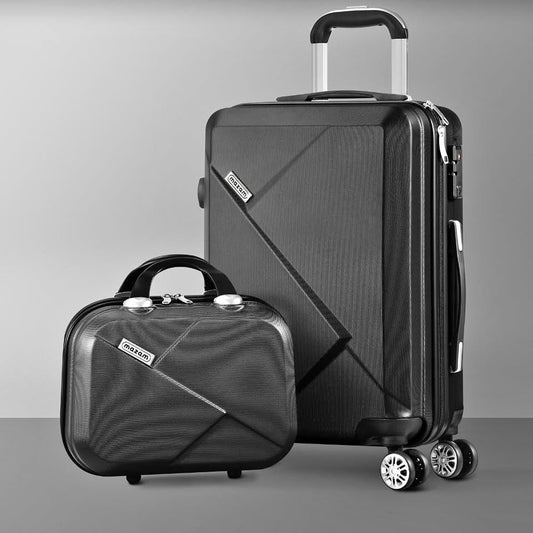 LGS-A2-2PCS-BK 2Pcs Luggage Suitcase Trolley Set Travel Tsa Lock Storage Hard Case Black