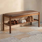 SS-BN-BM-100-BR Oikiture Shoe Storage Bench Bamboo Shoes Rack Cabinet Shelf Organiser Stool 100cm