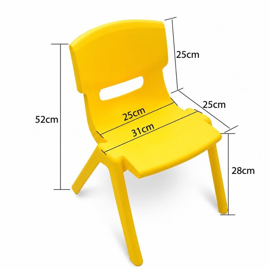 KPF-CHAIR-4PC-BRGY 4x Colorful Stackable Kids Plastic Chairs Set Lightweight Preschool Classroom Chairs for Toddlers and Children Keezi Set of 4 Kids Play Chairs Blue Red Green Yellow