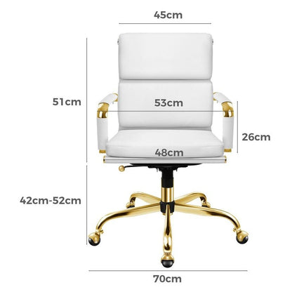 A-OCH-PAD-MB-GF-WH ALFORDSON Office Chair Ergonomic Paddings Executive Computer Work Seat Mid Back Gold and White