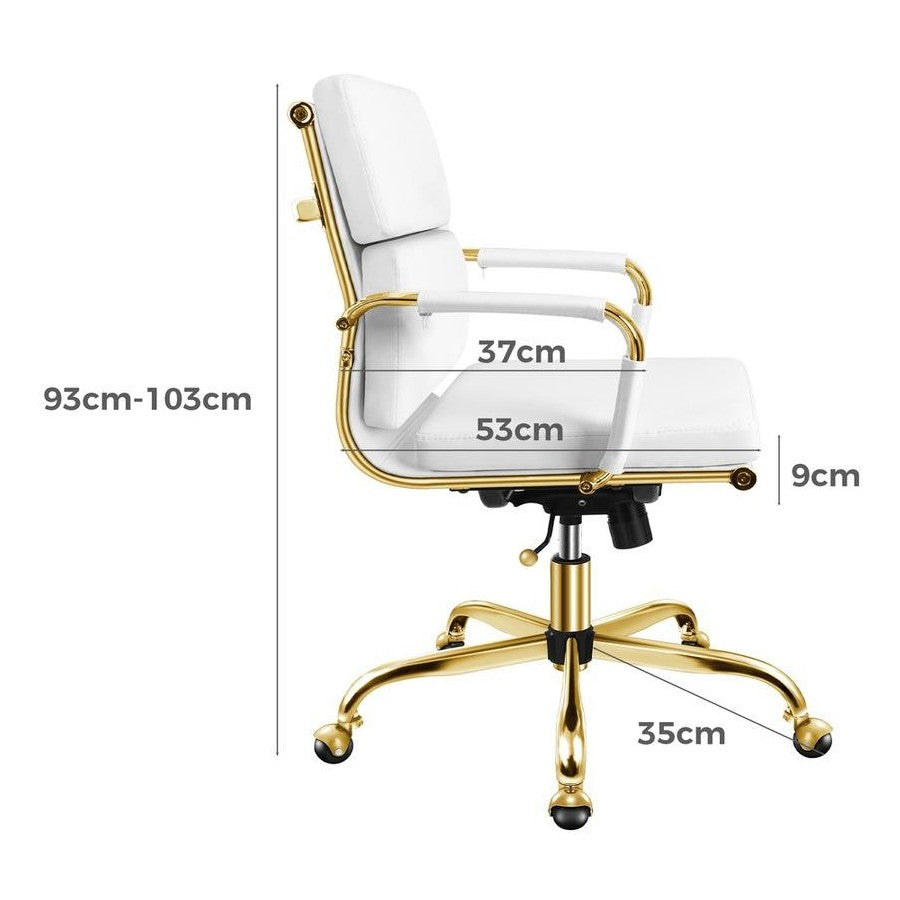 A-OCH-PAD-MB-GF-WH ALFORDSON Office Chair Ergonomic Paddings Executive Computer Work Seat Mid Back Gold and White