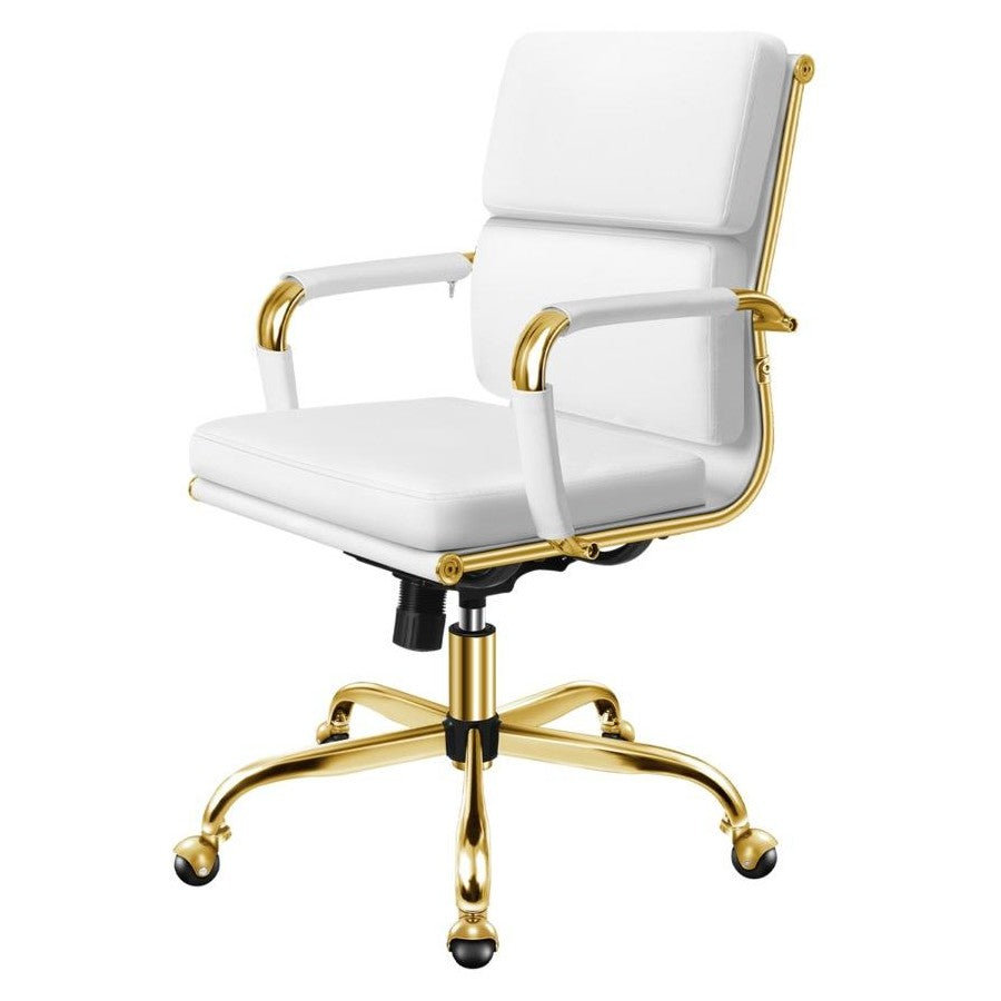 A-OCH-PAD-MB-GF-WH ALFORDSON Office Chair Ergonomic Paddings Executive Computer Work Seat Mid Back Gold and White