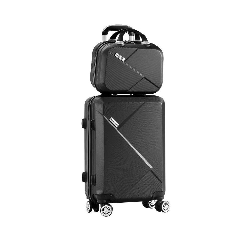 LGS-A2-2PCS-BK 2Pcs Luggage Suitcase Trolley Set Travel Tsa Lock Storage Hard Case Black
