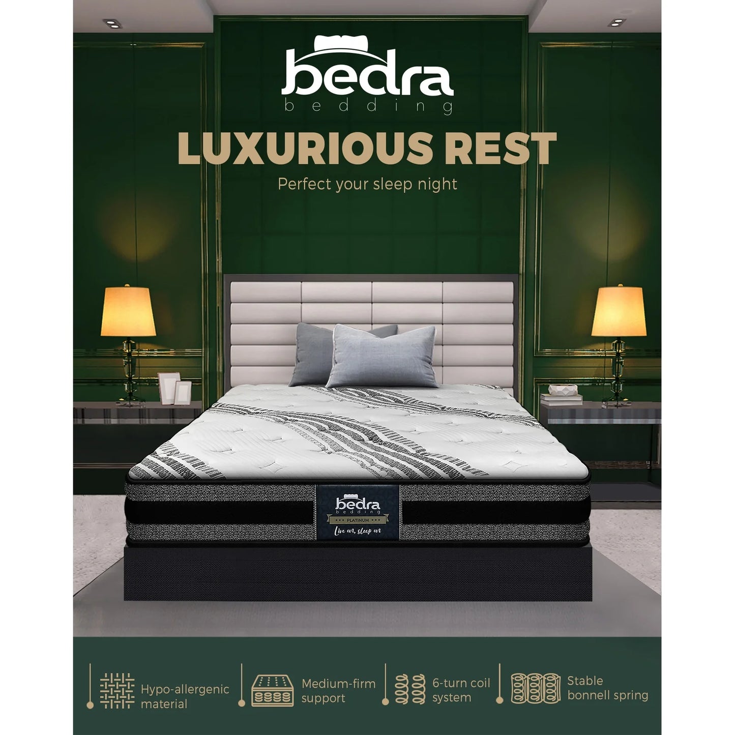 MAT-A5-LUMI-S Bedra Single Mattress Breathable Luxury Bed Bonnell Spring Foam Medium 18cm