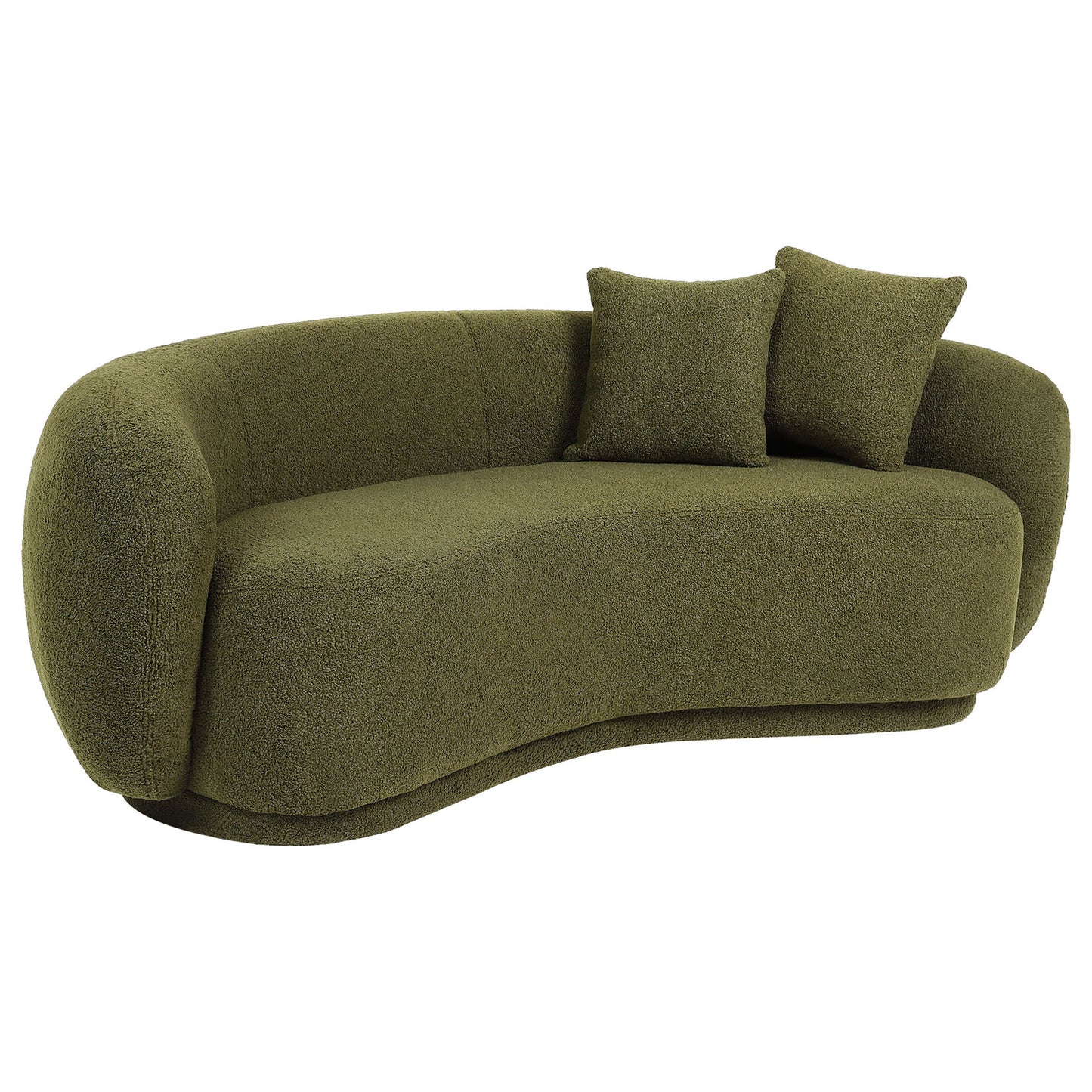 ACH-CASEW-SP-GN LivingFusion Millie 3 Seater Rounded Teddy Sofa Green