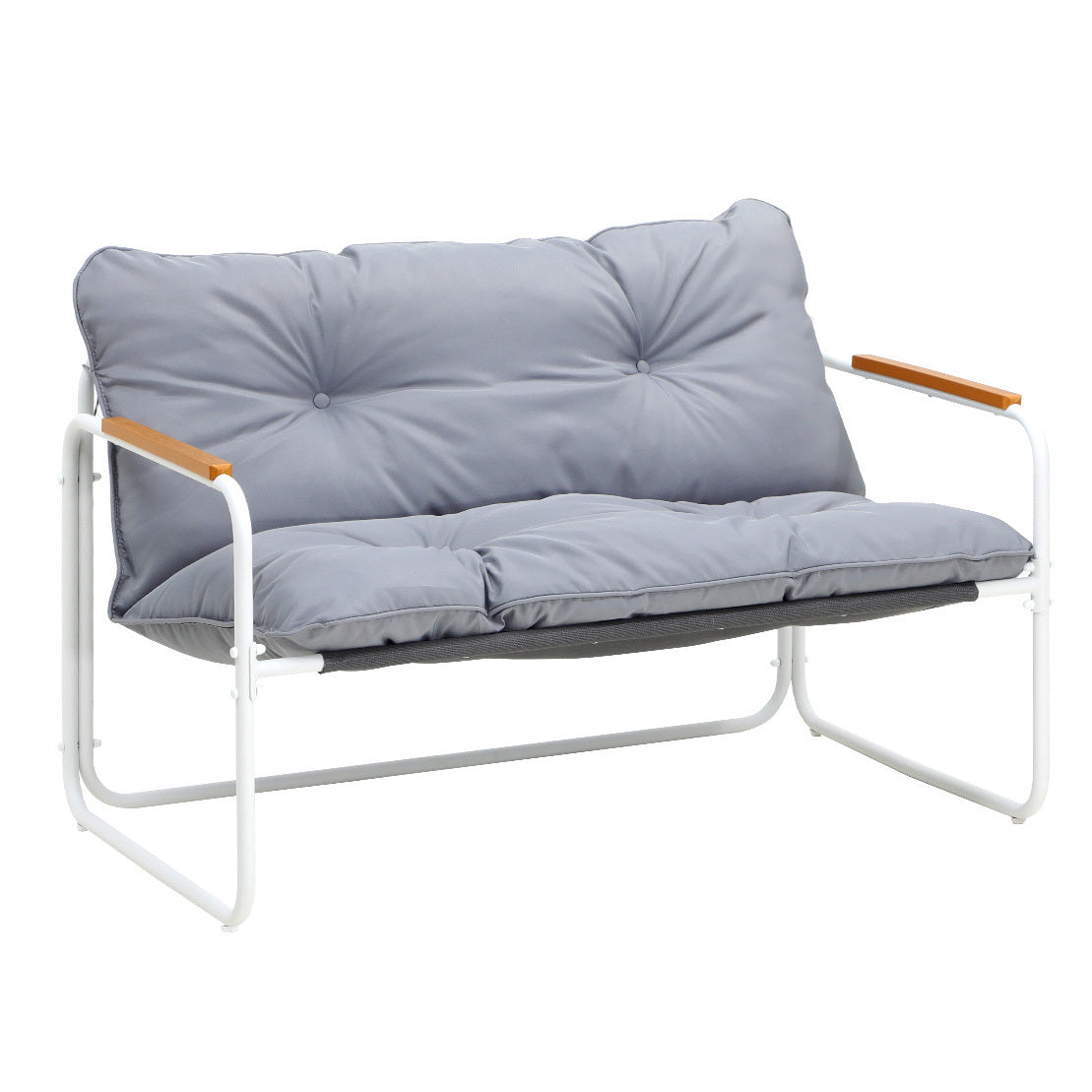 OPS-CASTO-SEATB-GYWH Living Fusion 2 Seater Aram Outdoor Lounge Set White and Light Grey