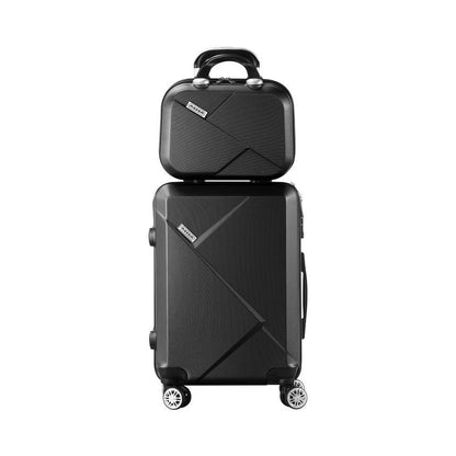 LGS-A2-2PCS-BK 2Pcs Luggage Suitcase Trolley Set Travel Tsa Lock Storage Hard Case Black