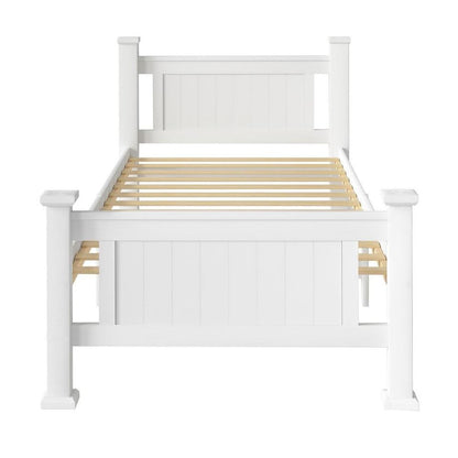 BF-W-B-NINO-KS-WH Oikiture Bed Frame King Single Size Wooden Pine Wood Timber White
