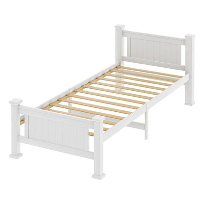 BF-W-B-NINO-KS-WH Oikiture Bed Frame King Single Size Wooden Pine Wood Timber White