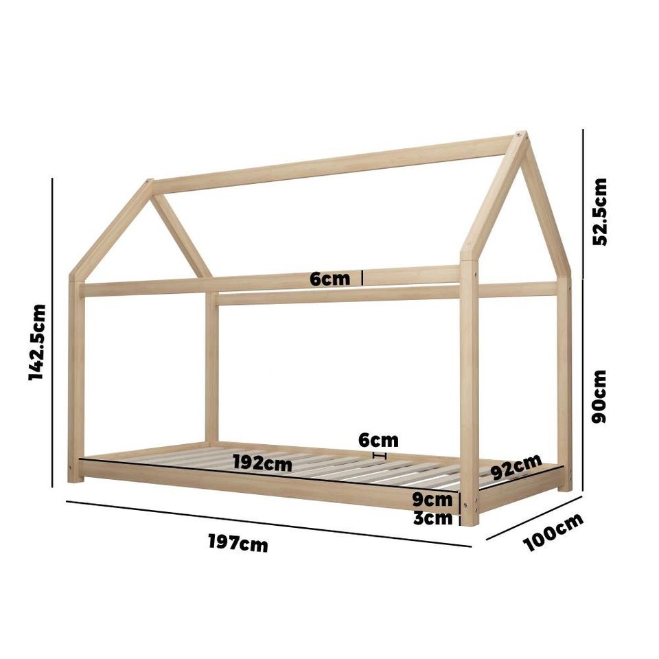 BF-W-A1-WD Wooden Bed Frame Single Wood Mattress Base Pine Timber Platform