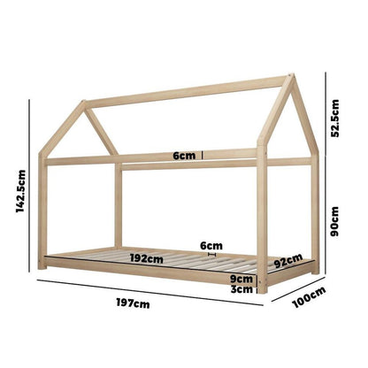 BF-W-A1-WD Wooden Bed Frame Single Wood Mattress Base Pine Timber Platform