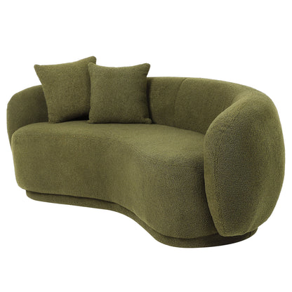 ACH-CASEW-SP-GN LivingFusion Millie 3 Seater Rounded Teddy Sofa Green