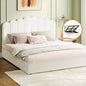 BF-B-KLON-D-WH-ABC Oikiture Bed Frame Double Size Gas Lift Bed Base With Storage Velvet KLON