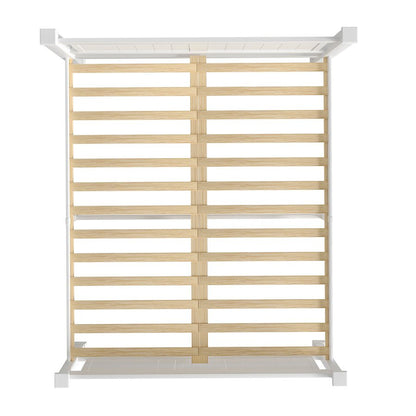 BF-W-B-NINO-Q-WH-AB Oikiture Wooden Bed Frame Queen Size Pine Wood White