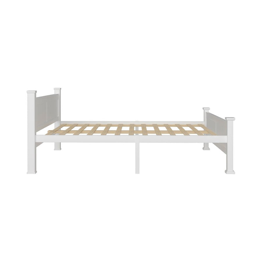 BF-W-B-NINO-Q-WH-AB Oikiture Wooden Bed Frame Queen Size Pine Wood White