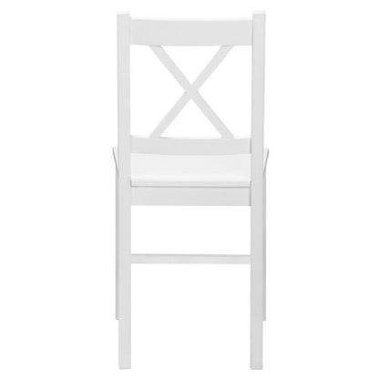 DCH-CROX-2PC-WH Oikiture 2x Dining Chairs Kitchen Furniture Table Chair Natural Pine Wood White