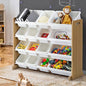 ST-KID-GENIS-WHWD Oikiture 16 Bins 4-Tier Kids Toy Organiser Storage Rack