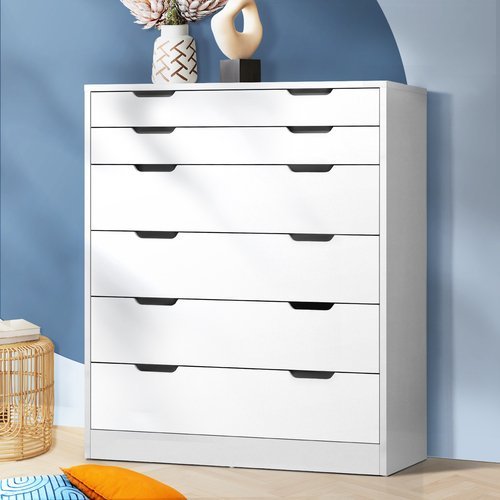 COD-BD-PMA-6D-WH-AB Oikiture 6 Chest Of Drawers Tallboy White