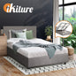 BF-B-UNO-S-GY-ABC Oikiture Bed Frame King Single Size Gas Lift Mattress Base With Storage Fabric Grey