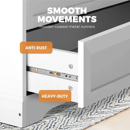 COD-HAMP-5D-WH-AB Oikiture 5 Chest of Drawers Tallboy Cabinet Dresser Storage Hamptons Furniture