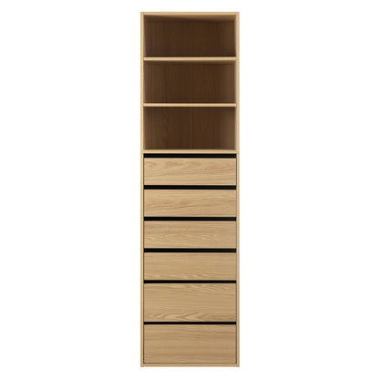 WA-MEXI-H6D-WD-AB Natural Cassandra 6 Drawer 3 Shelf Wardrobe