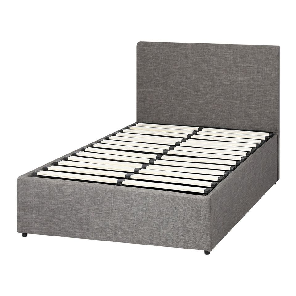 BF-B-UNO-S-GY-ABC Oikiture Bed Frame King Single Size Gas Lift Mattress Base With Storage Fabric Grey