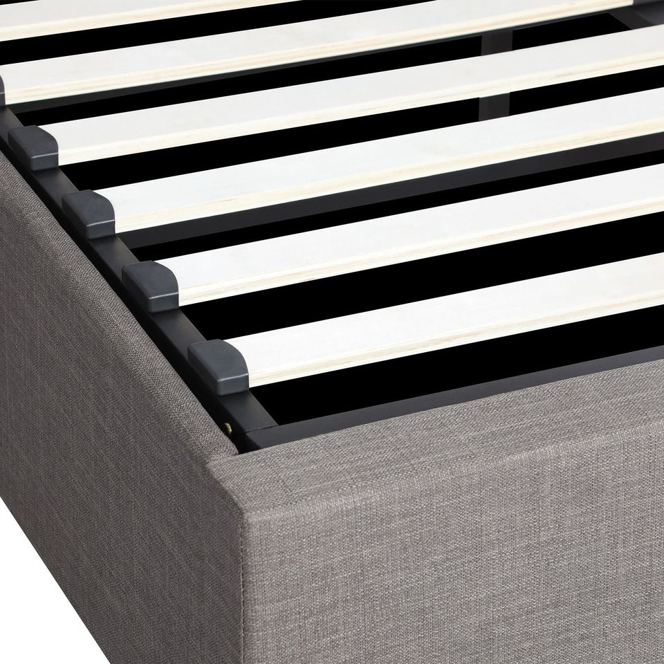 BF-B-UNO-S-GY-ABC Oikiture Bed Frame King Single Size Gas Lift Mattress Base With Storage Fabric Grey