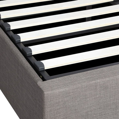 BF-B-UNO-S-GY-ABC Oikiture Bed Frame King Single Size Gas Lift Mattress Base With Storage Fabric Grey