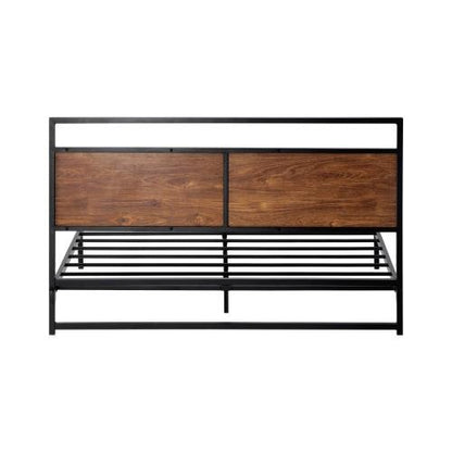 MBF-MODERN-D-BK Oikiture Metal Bed Frame Double Size Wooden