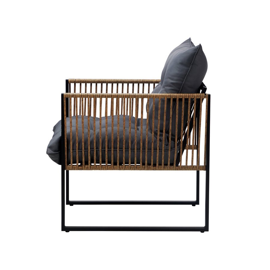 OPS-KUDA-CH-BR-2PC 2Pcs Outdoor Furniture Chairs Garden Patio Garden Lounge Set PE Wicker