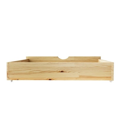 BF-W-B-2DRAW-WD Oikiture 2x Trundle Drawers for Bed Frame Base Storage with Wheels Wooden