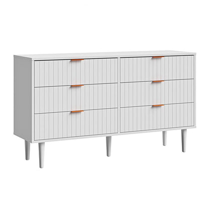 COD-PUTI-6D-WH-AB Ylona 6 Drawer Ribbed Chest