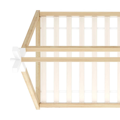 BF-W-B-TIP2-KS-WHWD Oikiture Kids Bed Frame Wooden Timber King Single Teepee House Frame Beds