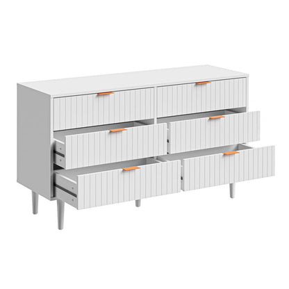 COD-PUTI-6D-WH-AB Ylona 6 Drawer Ribbed Chest
