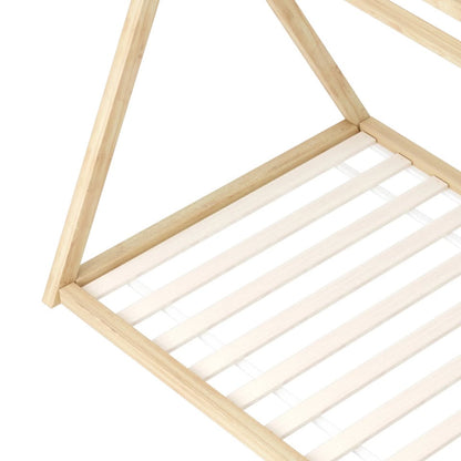 BF-W-B-TIP2-KS-WHWD Oikiture Kids Bed Frame Wooden Timber King Single Teepee House Frame Beds