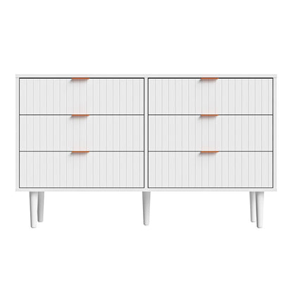 COD-PUTI-6D-WH-AB Ylona 6 Drawer Ribbed Chest
