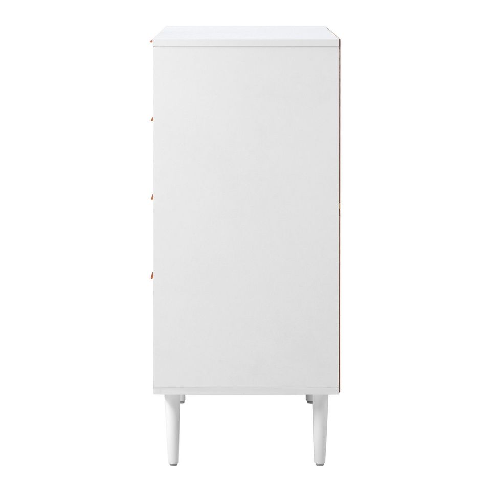 COD-PUTI-6D-WH-AB Ylona 6 Drawer Ribbed Chest