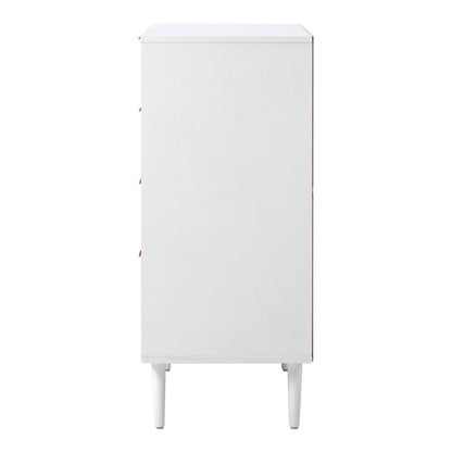 COD-PUTI-6D-WH-AB Ylona 6 Drawer Ribbed Chest